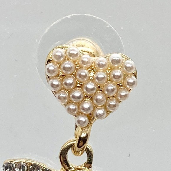 New with Defect Pearl and Rhinestone Dangle Easter Bunny Rabbit Earring Pair - Picture 2 of 10